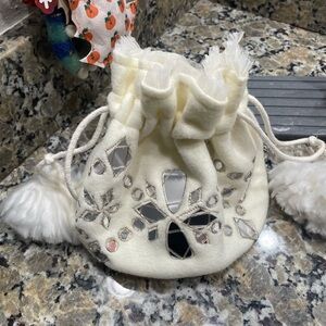 NWT Free People Cream Ruffled Lace Pouch